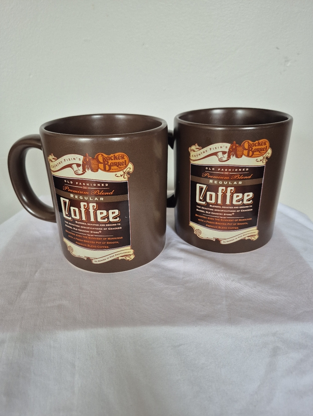 Cracker Barrel Set Of 2 Large Coffee Mugs Collectable